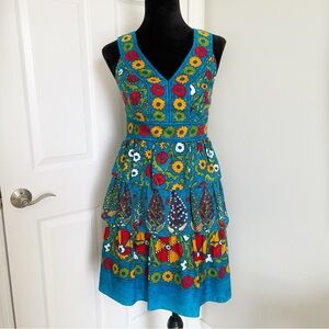 Phoebe Couture Tiered Floral Silk Dress Size 4